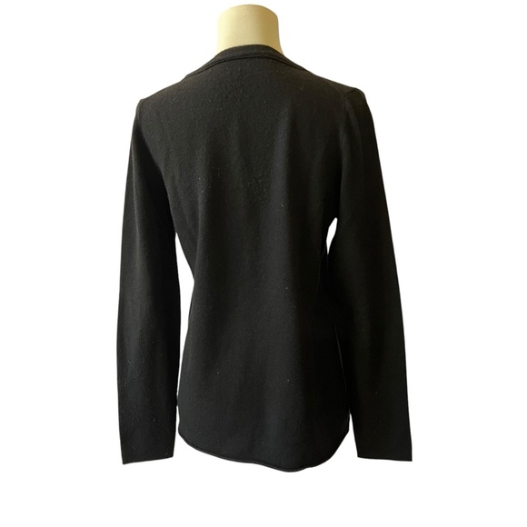 J CREW ITALIAN CASHMERE SWEATER CLASSIC PREPPY MINIMALIST LUXURY CHIC BLACK M - Picture 5 of 12